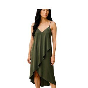Lush Fly Away Modal Shift Dress Olive Green Size XL Minimalist Boho Summer Flowy